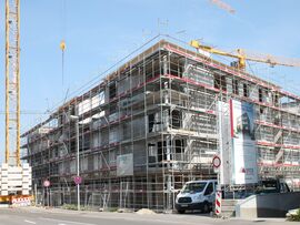 Ein Blick auf die Baustelle im Steingau-Quartier
